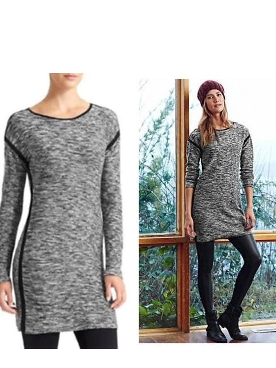 Athleta Dresses & Skirts - Athleta Retreat Gray Marled Long Sleeve Knit Sweater Dress